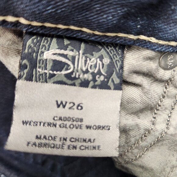 SILVER Jeans Womens Size 26 Aiko Capri Blue Wash Thick Stitch Low Rise Denim - Picture 9 of 11